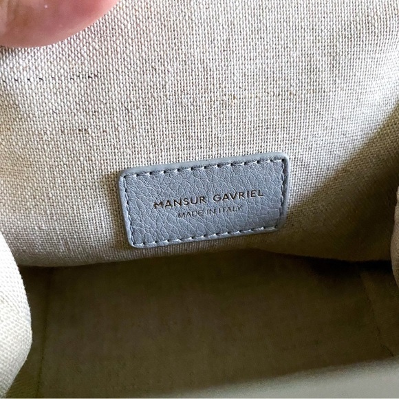 Mansur Gavriel Bag Mini Bloom Tumbled Leather Pouch Crossbody Stone NWOT - Picture 7 of 10